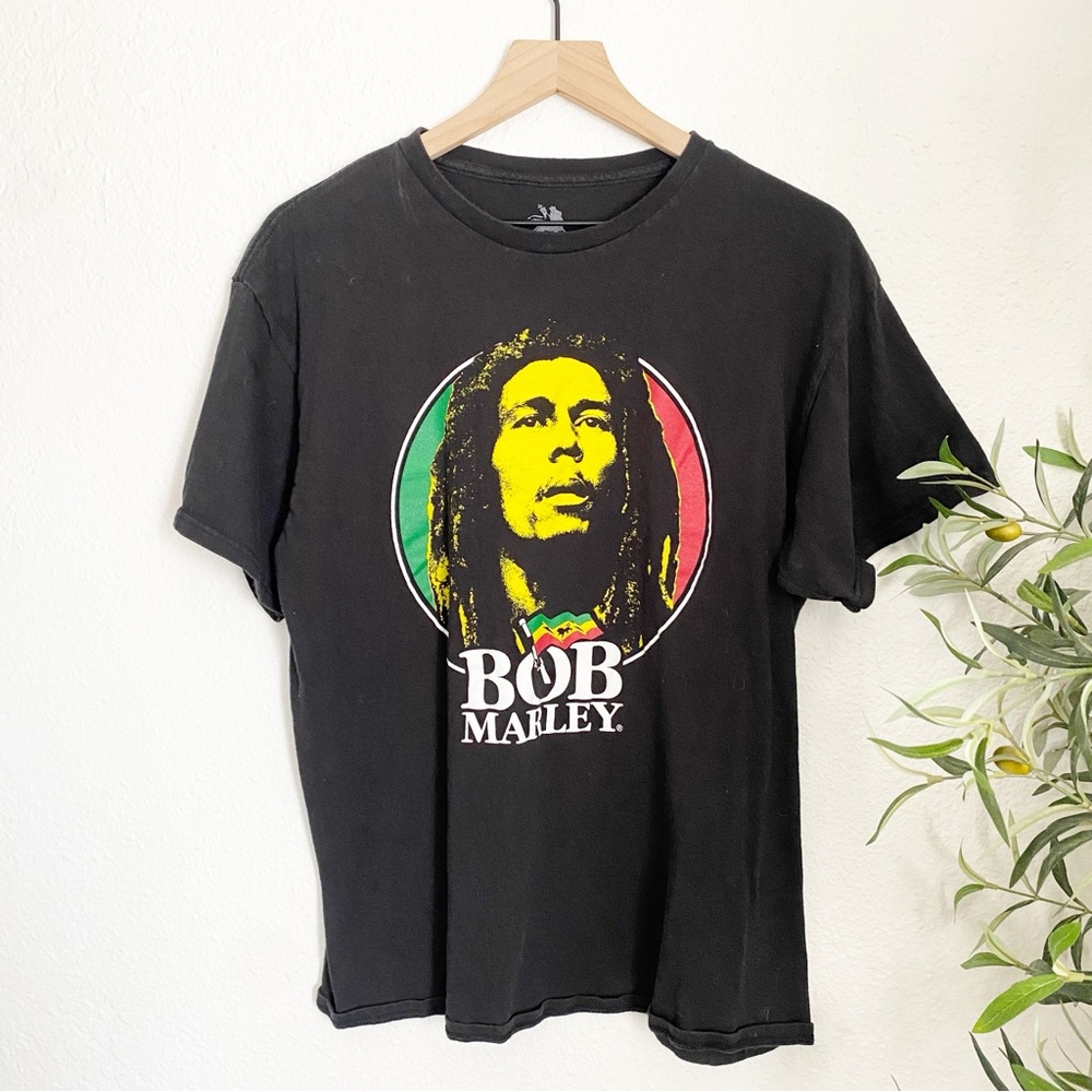 Bob Marley Graphic Tee Black Rasta Hippie Large